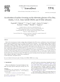 Acceleration of Surface Lowering on the Tidewater Glaciers of Icy Bay, Alaska, U.S.A