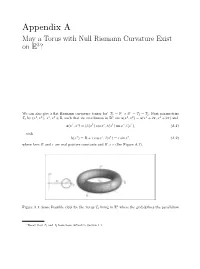 Appendix a May a Torus with Null Riemann Curvature Exist on E3?