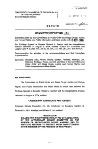 Committee Report No. 15 0