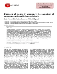 Diagnosis of Malaria in Pregnancy: a Comparison of Microscopy with Rapid Diagnostic Tests