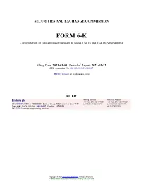 Endava Plc Form 6-K Current Event Report Filed