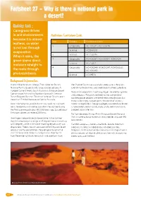 Factsheet 27 – Why Is There a National Park in a Desert?