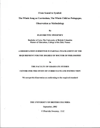 From Sound to Symbol: the Whole Song As Curriculum, the Whole