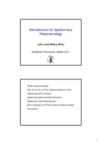 Introduction to Quaternary Palaeoecology