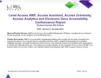 Level Access AMP Access Assistant Access University Access Analytics