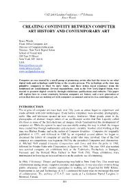 Creating Continuity Between Computer Art History and Contemporary Art