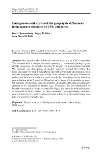 Endogenous Sunk Costs and the Geographic Differences in the Market Structures of CPG Categories