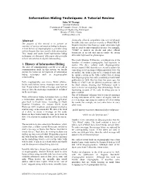 Information Hiding Techniques: a Tutorial Review