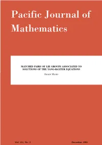Matched Pairs of Lie Groups Associated to Solutions of the Yang-Baxter Equations