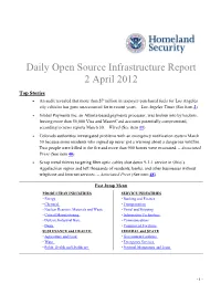 Department of Homeland Security Daily Open Source Infrastructure