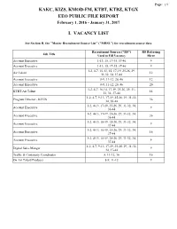 Kakc, Kizs, Kmod-Fm, Ktbt, Ktbz, Ktgx Eeo Public File Report I
