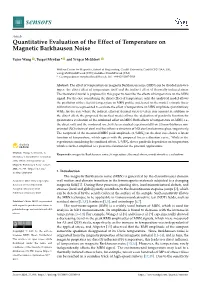 Quantitative Evaluation of the Effect of Temperature on Magnetic Barkhausen Noise