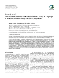 The Elusive Role of the Left Temporal Pole (BA38) in Language: a Preliminary Meta-Analytic Connectivity Study