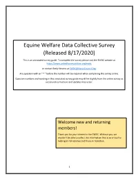Equine Welfare Data Collective Survey (Released 8/17/2020)