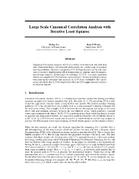Large Scale Canonical Correlation Analysis with Iterative Least Squares