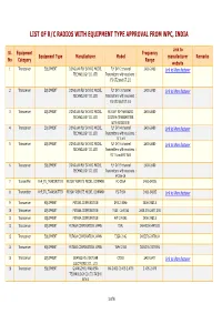 List of R/C Radios with Equipment Type Approval from Wpc, India
