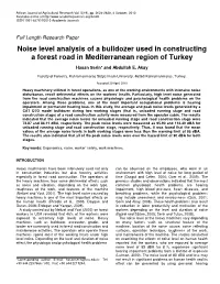 Noise Level Analysis of a Bulldozer Used in Constructing a Forest Road in Mediterranean Region of Turkey