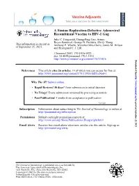 Recombinant Vaccine to HIV-1 Gag a Simian Replication-Defective