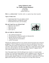 Using Collateral Lines for Family History Research Cindy Webb 503-888-0923 Webbsearch@Aol.Com