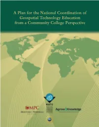 A Plan for the National Coordination of Geospatial Technology Education from a Community College Perspective