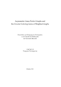 Asymmetric Game Perfect Graphs and the Circular Coloring Game of Weighted Graphs