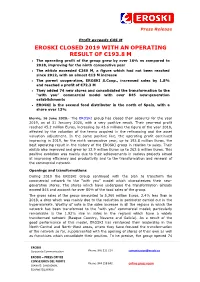 Eroski Closed 2019 with an Operating Result of €193.8 M