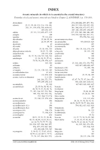Formulae of Selected Arsenic Minerals Are Listed in Chapter 2, APPENDIX 1 (P