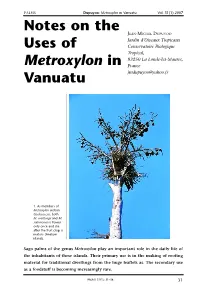 Notes on the Uses of Metroxylon in Vanuatu