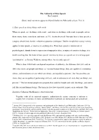The Authority of Hate Speech Rae Langton