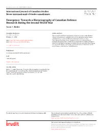 Towards a Historiography of Canadian Defence Research During the Second World War Jason S