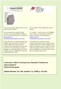 Valencian Within Contemporary Standard Catalan:An Approximation Abelard Zaragoza
