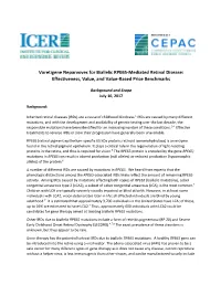 Voretigene Neparvovec for Biallelic RPE65-Mediated Retinal Disease: Effectiveness, Value, and Value-Based Price Benchmarks