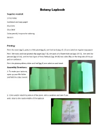 Botany Lapbook Supplies Needed: 1 File Folder Cardstock and Copy Paper Glue Dots Glue Stick Color Pencils/ Crayons for Coloring Scissors