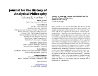 Carnap, Reichenbach and the Great Intellectual Migration. Part II: Hans Reichenbach.” Journal for the History of Analytical Philosophy 8(11): 24–47