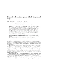 Elements of Minimal Prime Ideals in General Rings
