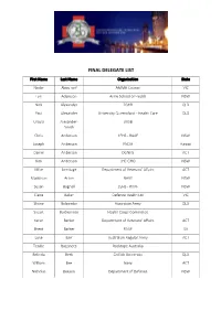 Final Delegate List