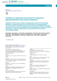 Guideline on Diagnostic Procedures for Suspected Hypersensitivity to Beta-Lactam Antibiotics