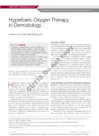 Hyperbaric Oxygen Therapy in Dermatology