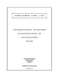 ISCO) Major Groups, Sub-Major Groups, Minor Groups and Unit Groups