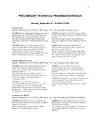 Preliminary Technical Program Schedule