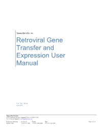 Retroviral Gene Transfer and Expression User Manual Table of Contents I