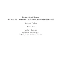 University of Regina Lecture Notes Michael Kozdron
