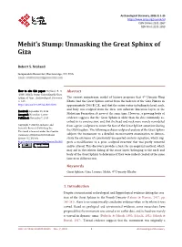 Unmasking the Great Sphinx of Giza