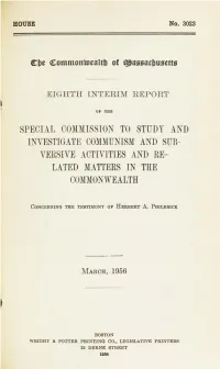 And Sub- Versive Activities and Re- Lated Matters in the Commonwealth