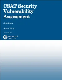 CSAT Security Vulnerability Assessment Questions