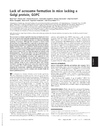 Lack of Acrosome Formation in Mice Lacking a Golgi Protein, GOPC