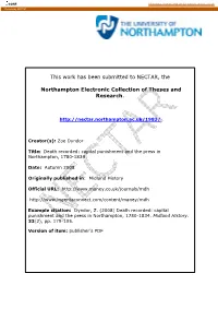 This Work Has Been Submitted to NECTAR, the Northampton