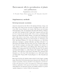 Environment Affects Specialisation of Plants and Pollinators