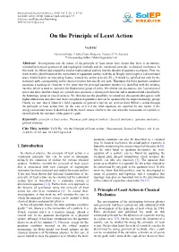 On the Principle of Least Action