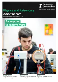 Physics and Astronomy @Nottingham School of Physics and Astronomy Newsletter 2015